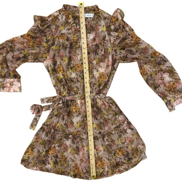 Greylin Floral Ruffle Long Sleeve Belted Dress Medium Multicolor - Picture 10 of 12